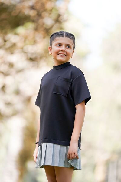 EYLÜL ELİF BUTİK Scuba Μαύρο Πλισέ Φόρεμα Mother Daughter (το προϊόν είναι με την ενιαία τιμή)