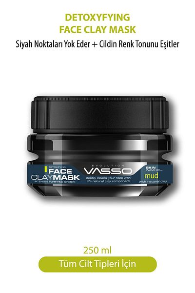 Vasso Men Anti-Blackhead and Acne Purifying Clay Mask - Face Clay Mask 250 ml