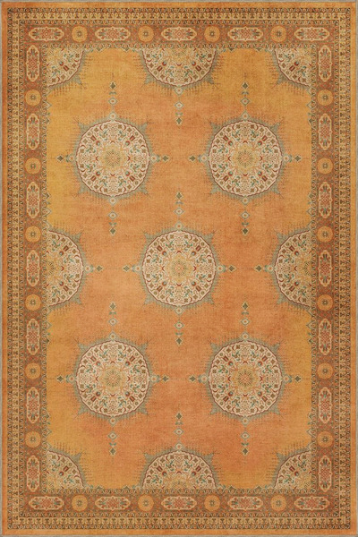 Rugs Modern Halı Yellow Framed Traditional Woven Base Washable Carpet Miravip...