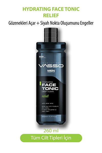 Vasso Men Gözenekleri Açan Yüz Temizleme Toniği - Face Tonik 260 ml