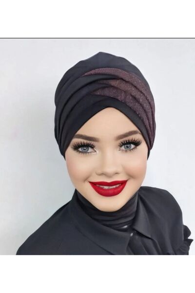 Polikromi نموذج الشريط الأسود النسائي جاهز عمامة حجاب بونيه