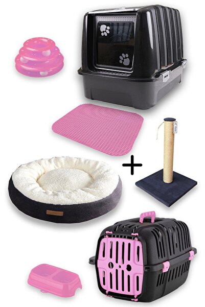 Kurtbay Şekil Lüks Kapalı Kedi Tuvaleti Taşıma Sepet Yatak Tırmlama Paspas 3 ...