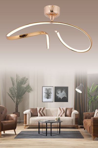 HİRALUCE Marsis 3 Colors (Yellow White and Daylight) Gold Luxury Led Chandelier Concept