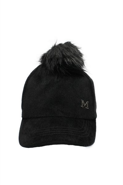cappello Women's Black Furry Plain Hat Capmc202r001