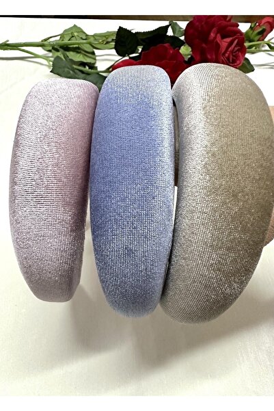 alsaccessories Set de 3 coroane căptușite din catifea, pudră, albastru și crem