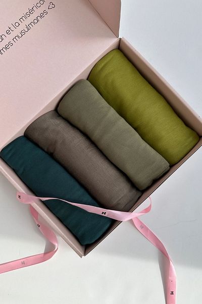 hijabchi Set of 4 Combed Cotton Shawl - Jersey Shawl, Lycra Hijab