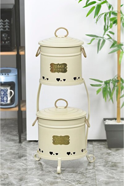 Yıldıray Metal Galvaniz 2 Katlı Büyük Boy Metal Standlı Patates Soğan Kovası ...