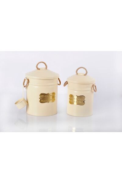 Yıldıray Metal Cutie de detergent pentru vase galvanizată din 2 bucăți la scară de culoare crem