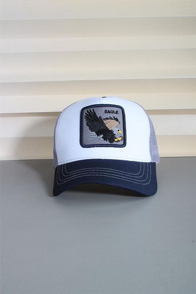 cappello White Sports Animal Figure Eagle Back Mesh Cap Unisex Adjustable Back Cap 24S