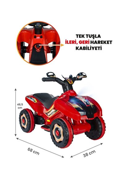 UJ Toys Müzikli Ve Led Işıklı Ranger Akülü Atv 6v Kırmızı