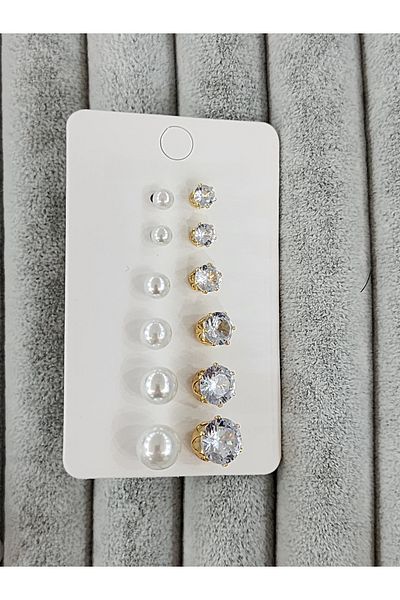 Aylish Bijuteri Gold Steel Earrings for Twelve and Stones
