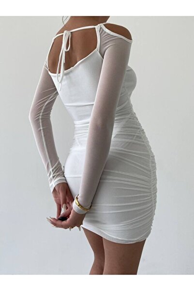 YUSUF CAN KARATAŞ KARATAŞ GİYİM VESPER Dress with Tulle Window Sleeves