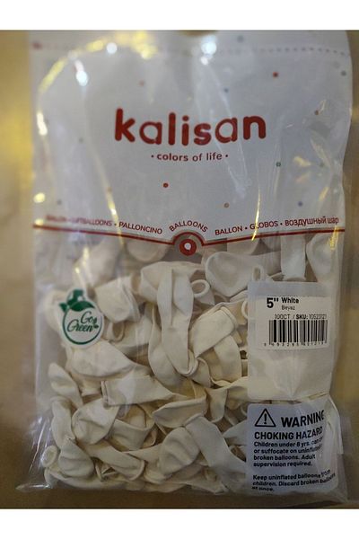 Kalisan 5 Inch Tiny Latex Balloon 12.5 Cm Diameter 100 Pieces Pastel White