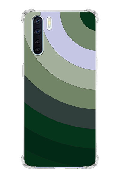 PrintiFy Oppo A91 Uyumlu Köşe Korumalı Renk Cümbüşü C Tasarımlı Şeffaf Siliko...