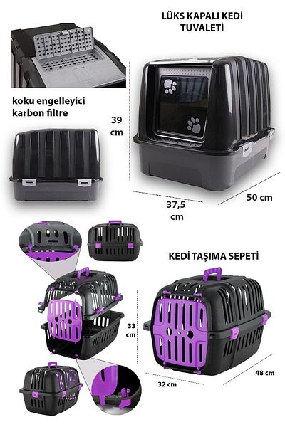 Kurtbay Şekil Luxury Indoor Cat Toilet Transport Basket Bed Tipping Mop 3-Layer Oyunck Cat Starter Set-Lkt2
