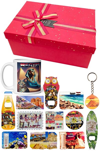 Dünyadan Hediyeler Mısır Hediye Kutusu 10 Parça Kupa Magnet Anahtarlık Kutu
