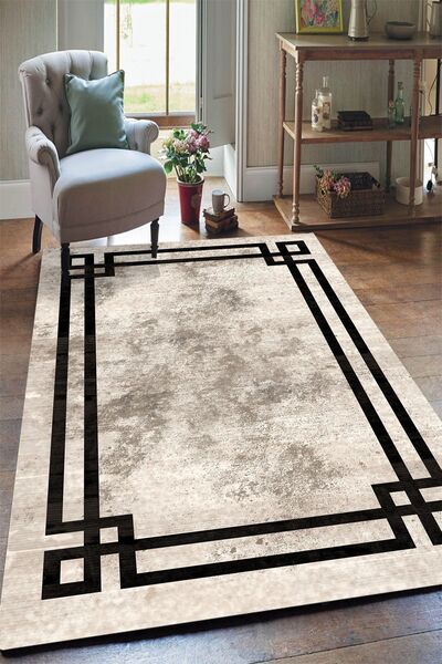 Yürük Home Welsoft Kumaş Dijital Baskılı ÇERÇEVE MODELİ LASTİKLİ HALI ÖRTÜSÜ