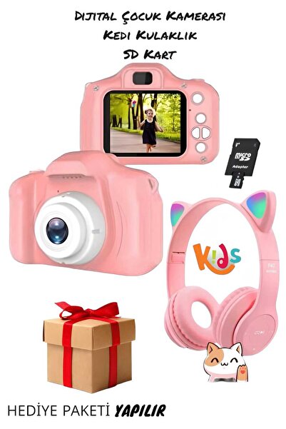 Mmctech Dijatal Çocuk Kemerası Ve Rgb Kablosus Kedi Kulaklık Kiti 8 Gb Sd Haf...