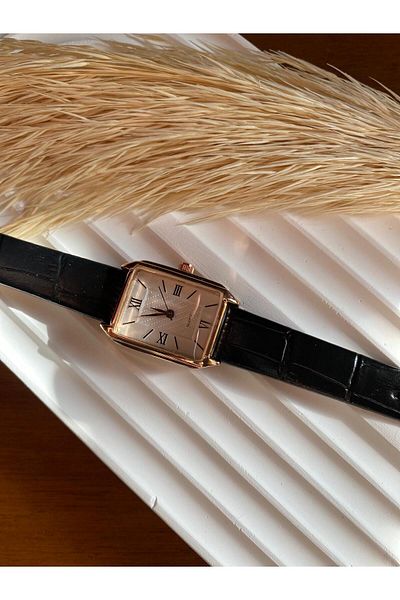 QUARTZ Rubsey Unisex Vintage Women's Wristwatch Retro(Black Flat Leather Cord)