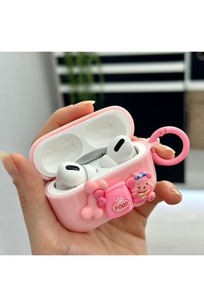 Go Aksesuar AirPods 3Rd Generation Compatible Special Design Thick Silicone Protective Case with Toy