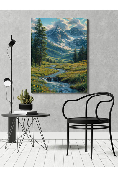 RUGSMODERN Kanvas Tablo Dere ve Dağ Desenli Modern Tablo