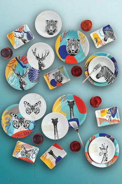 Kütahya Porselen Wild Life 18 Parça Servis Sunum Takımı