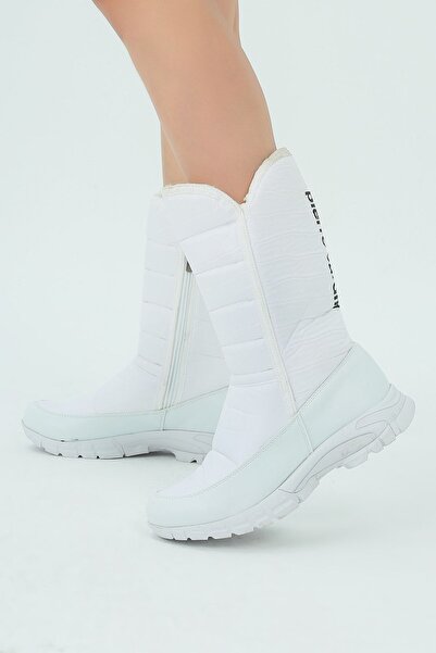 Pierre Cardin Kadın Beyaz Su Geçirmez Kürklü Uzun Kar Botu