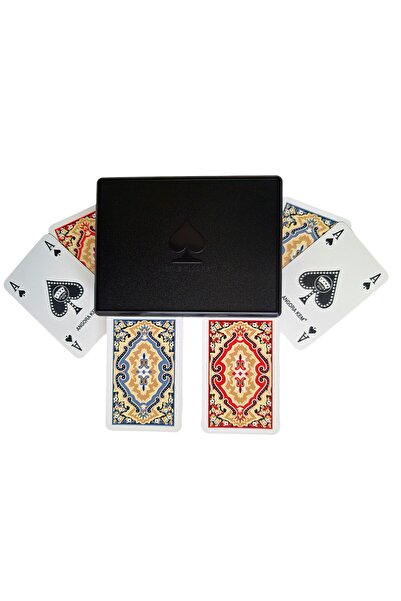 MSMETICARET Angora Kem Kutulu Plastik Iskambil Oyun Kağıdı Çift Deste