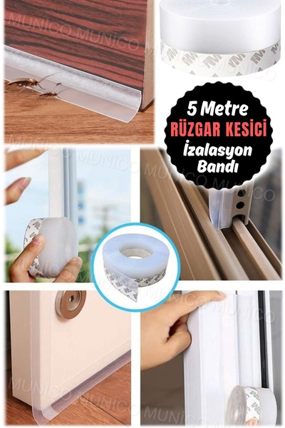 Munico 5 Metre Cam Duş Ev Kapı Contası Su Geçirmez Rüzgar Geçirmez Toz Geçirm...