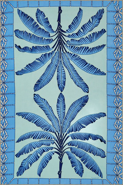 Rugs Modern Halı Blue Themed Palm Tree Patterned Vintage Decorative Carpet 5088