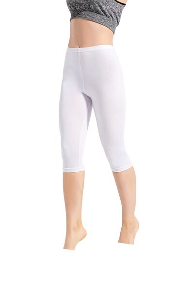 Kolcu Women's White Elastane Capri Tights 454