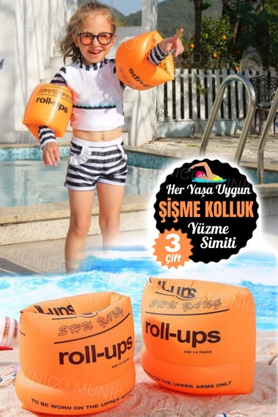 Munico 3 Çift Yüzme Öğrenme Patlamaz Güvenli Renkli Her Yaşa Uygun 1 Çift Şiş...