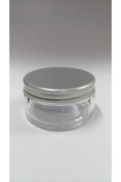 Şişecam 50 Ml Şeffaf Cam Krem Kavanozu Gümüş Kapaklı - 20 Adet