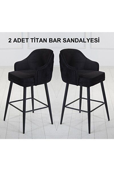 Pİ MOBİLYA 2 Adet Titan Ada Mutfak Ve Bar Sandalyesi - Bar Taburesi - Silineb...