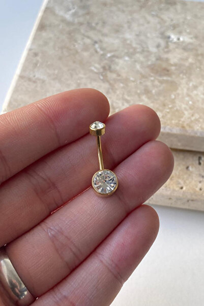 Jaida Moda Kadın Zirkon Taşlı Çelik Göbek Piercing