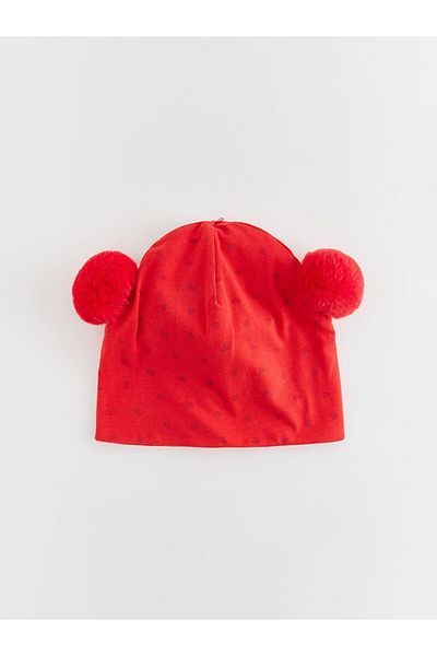 LC Waikiki LCW baby Pompom Detailed Printed Baby Girl Beanie