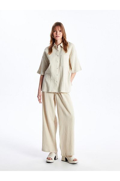 LC Waikiki LCW Vision Flat Short Sleeve Oversize Muslin Women's Shirt