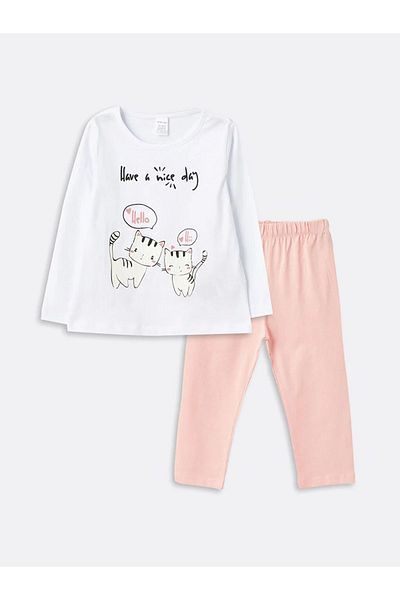 LC Waikiki LCW ECO - Crew Neck Printed Baby Girl Pajamas Set