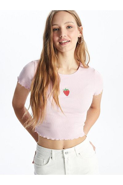LC Waikiki XSIDE Femei - Tricou Crop Brodat Decolteu