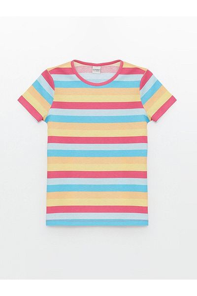LC Waikiki LCW Kids Girl's Striped Crew Neck Short Sleeve T-Shirt