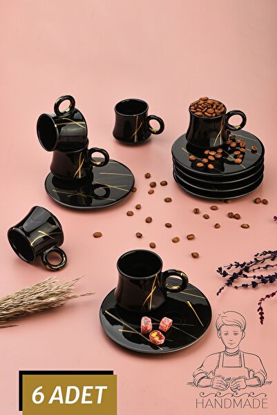 Pazarika Rıoba Kahve Fincan Takımı 6 Kişilik El Yapımı Türk Kahvesi Handmade ...