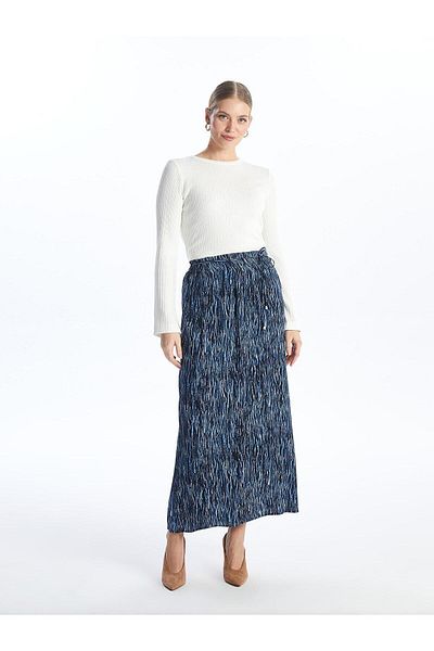LC Waikiki LCW Grace - Fusta de dama cu imprimeu, talie elastica