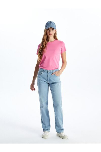 LC Waikiki Γυναικείο μπλουζάκι με μονό κοντομάνικο λαιμόκοψη LCW Vision Crew