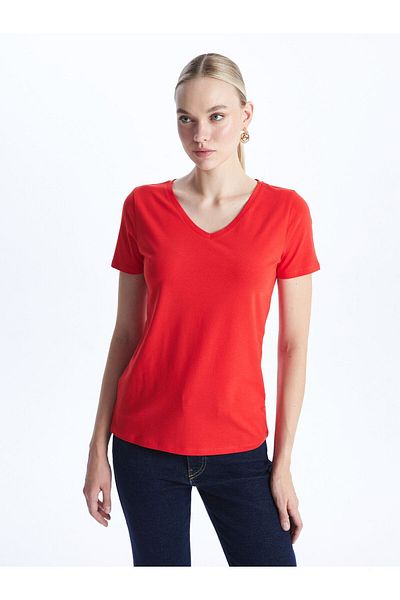 LC Waikiki Tricou cu mânecă scurtă cu decolteu în V pentru damă