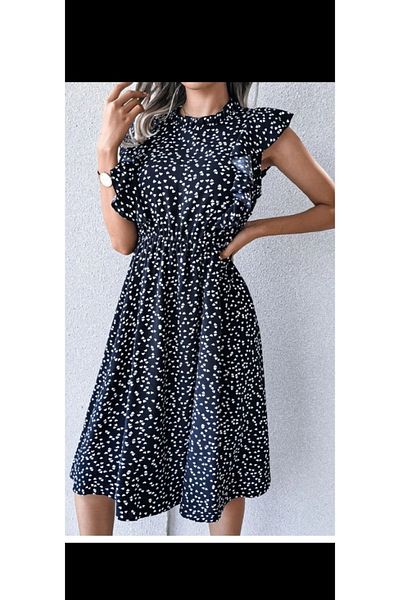 GENÇ MODA rochie de vara cu model inima lungime midi din vascoza