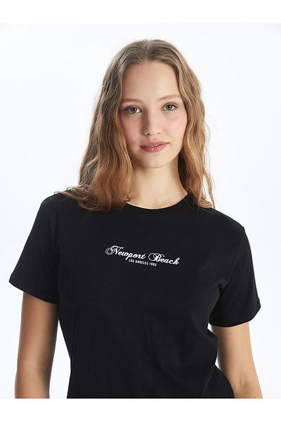 LC Waikiki Γυναικείο T-Shirt LCW Vision - Crew λαιμόκοψη, στάμπα, κοντό μανίκι