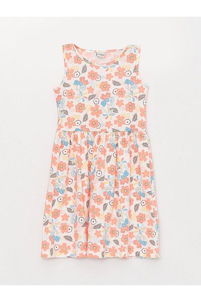 LC Waikiki LCW Παιδικό φόρεμα για κορίτσια με στάμπα με λαιμόκοψη