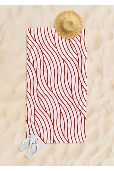 cott land Red Striped Beach Towel