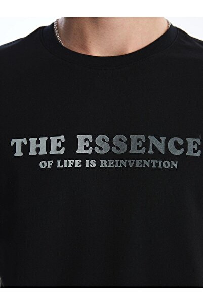 LC Waikiki Ανδρικό χτενισμένο βαμβακερό μπλουζάκι LCW - Πλήρης λαιμόκοψη, κοντό μανίκι, εμπριμέ