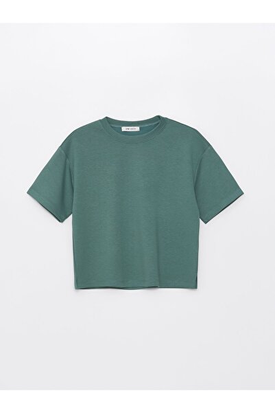 LC Waikiki T-shirt damski — okrągły dekolt, jednolity krój, krótki rękaw